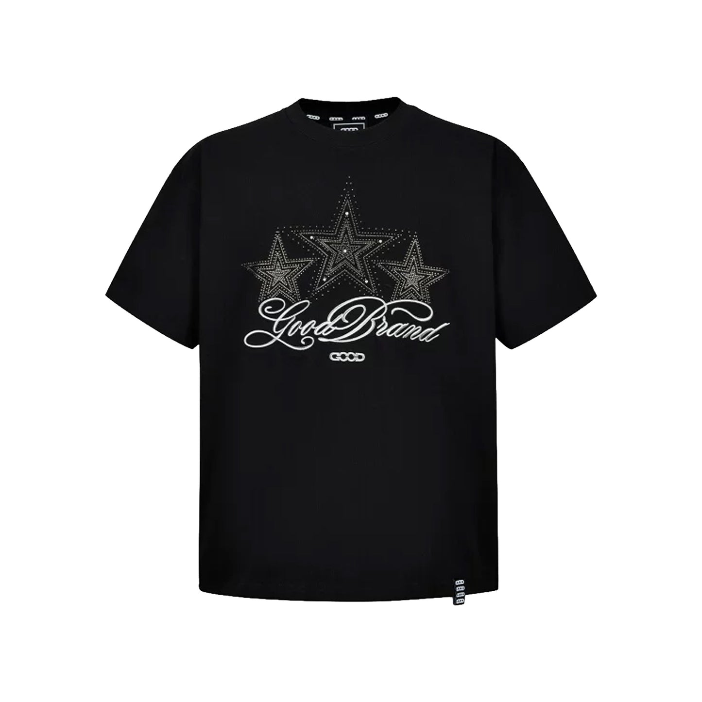 GOODBRAND Starry Sky Silver Thread Slogan S/S Tee Black (SS26)