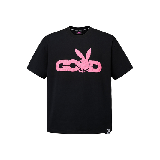 GOODBRAND x PLAYBOY 3D Puff Logo Tee Black/Pink (SS26)