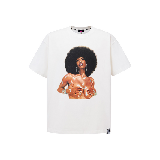 GOODBRAND x PLAYBOY Glitter Afro Girl Tee White (SS26)
