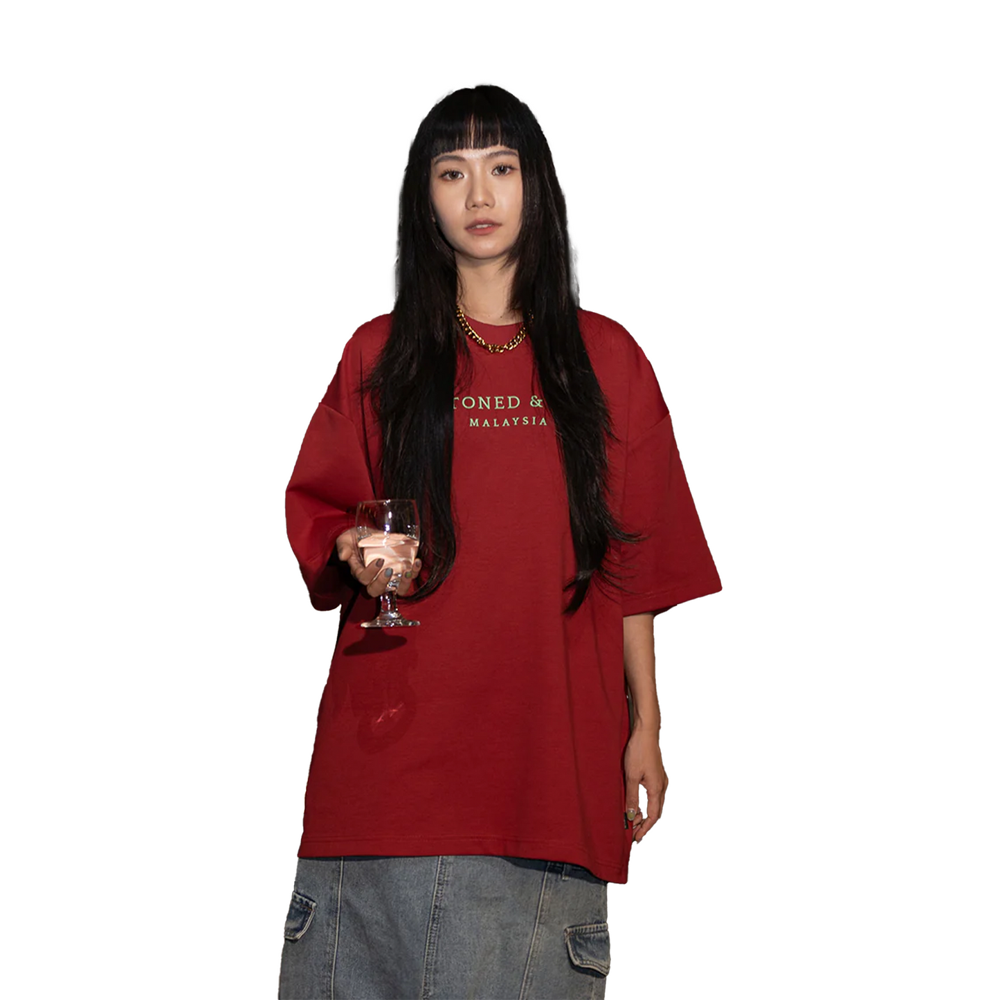 Stoned & Co ® Golden Jade: Jade Signature Tee Red (SS25)