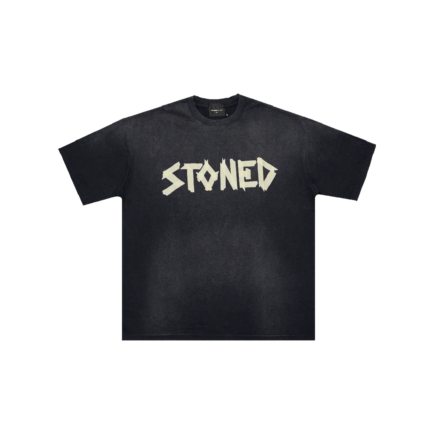 Stoned & Co ® Golden Jade : Stoned Tape Wash Tee Black (SS25)