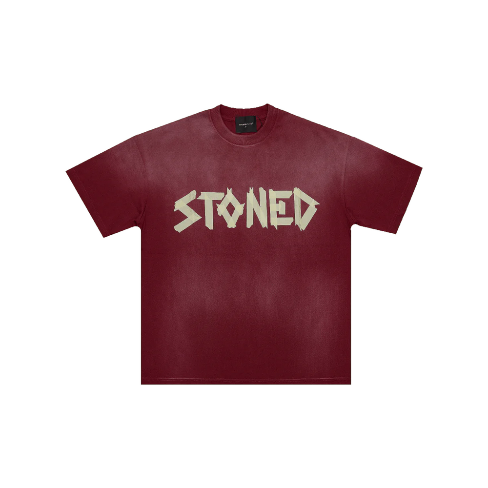 Stoned & Co ® Golden Jade: Stoned Tape Wash Tee Red (SS25)