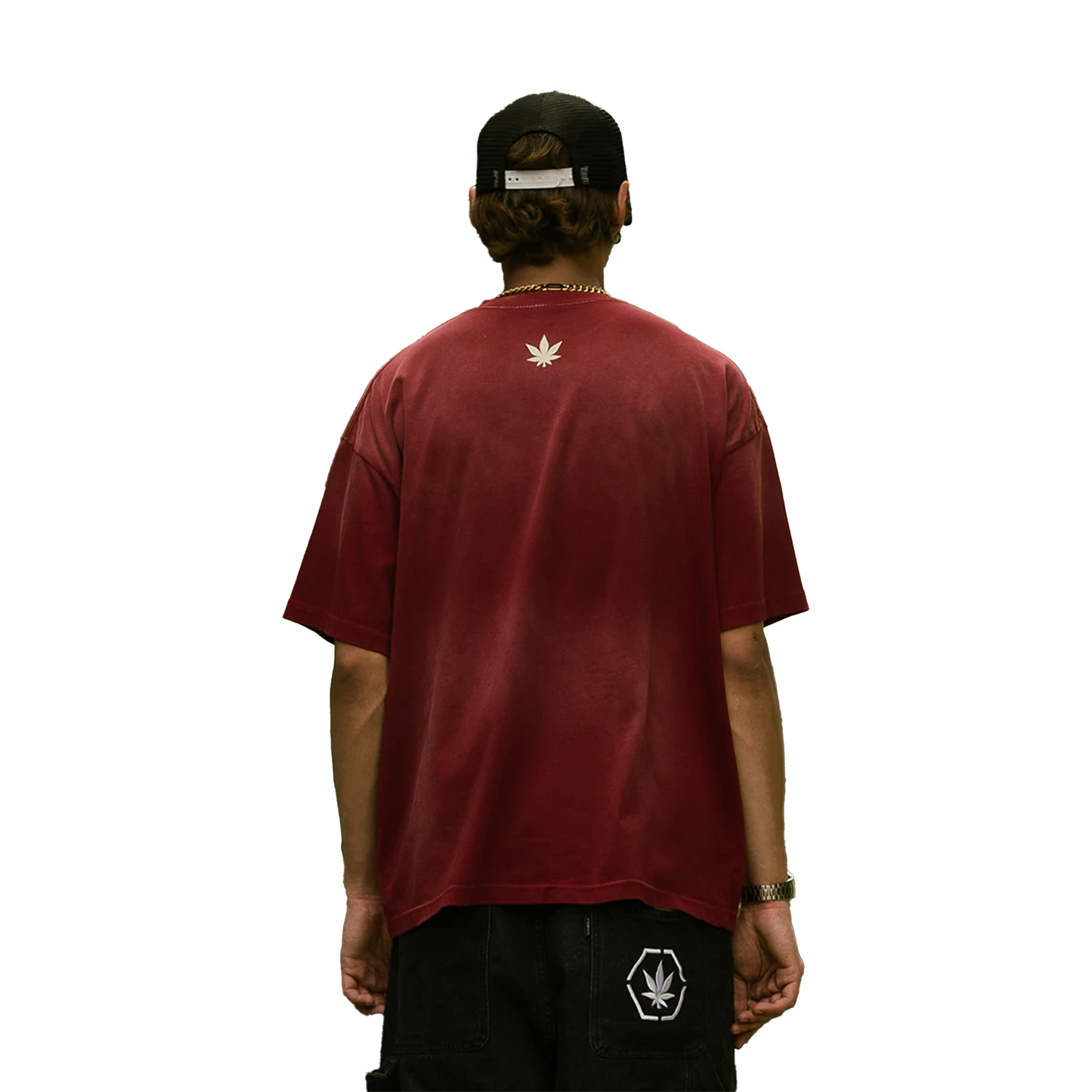 Stoned & Co ® Golden Jade: Stoned Tape Wash Tee Red (SS25)