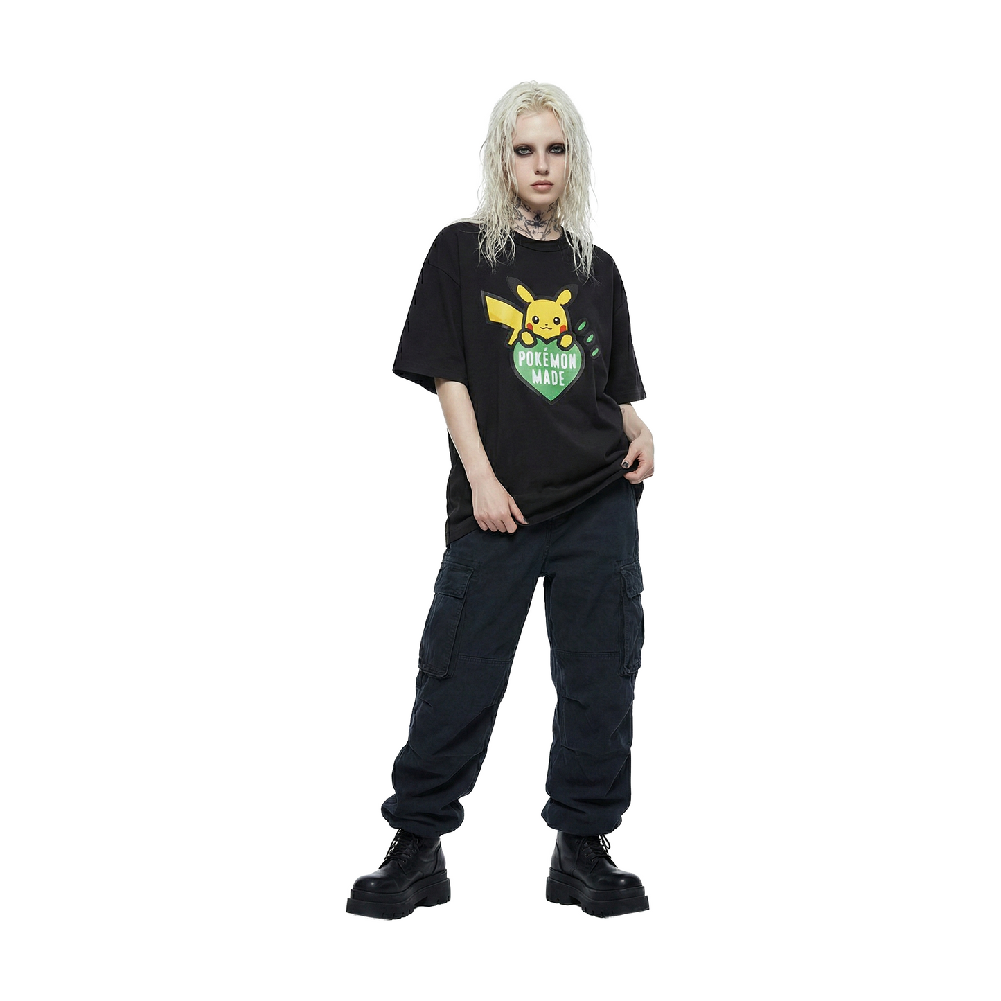 Human Made x Pokémon Made Green Heart Graphic 1928 Exclusive Tee Black (FW25)