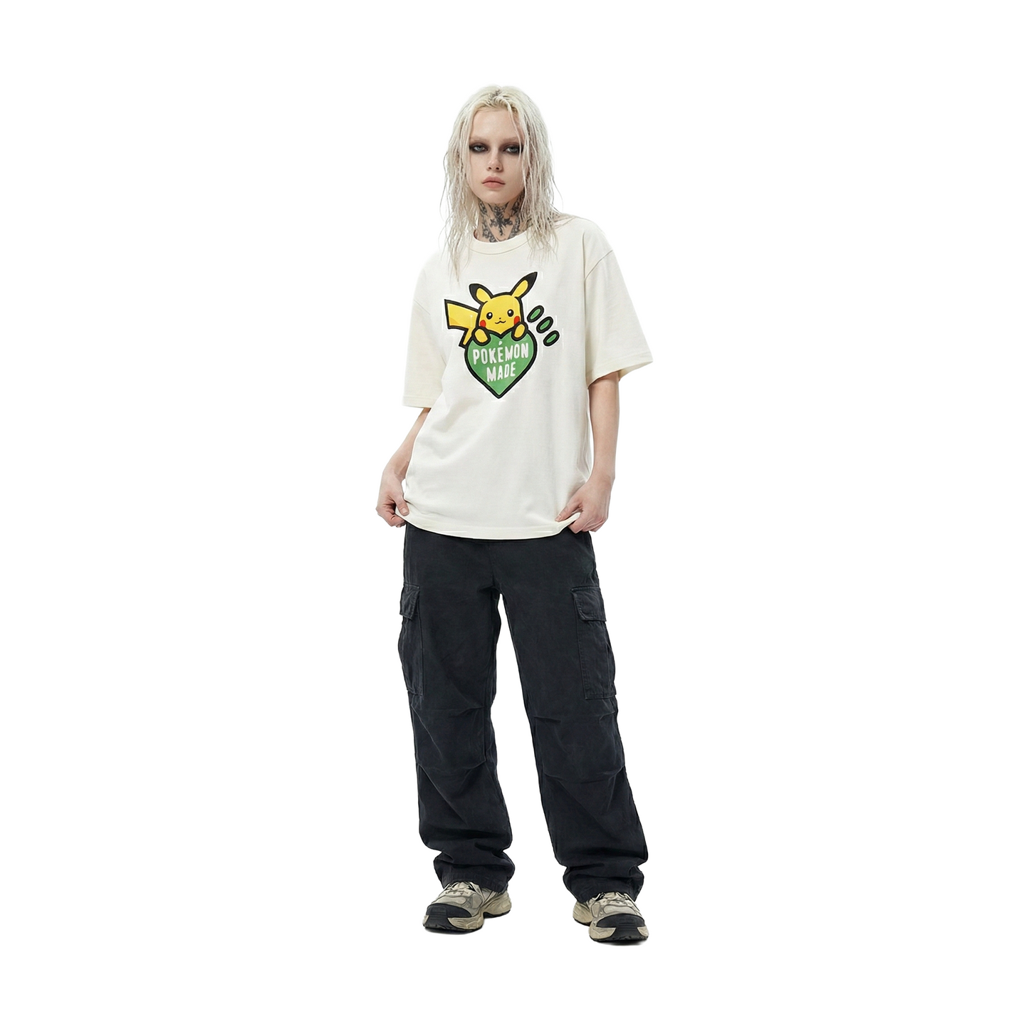 Human Made x Pokémon Made Green Heart Graphic 1928 Exclusive Tee White (FW25)