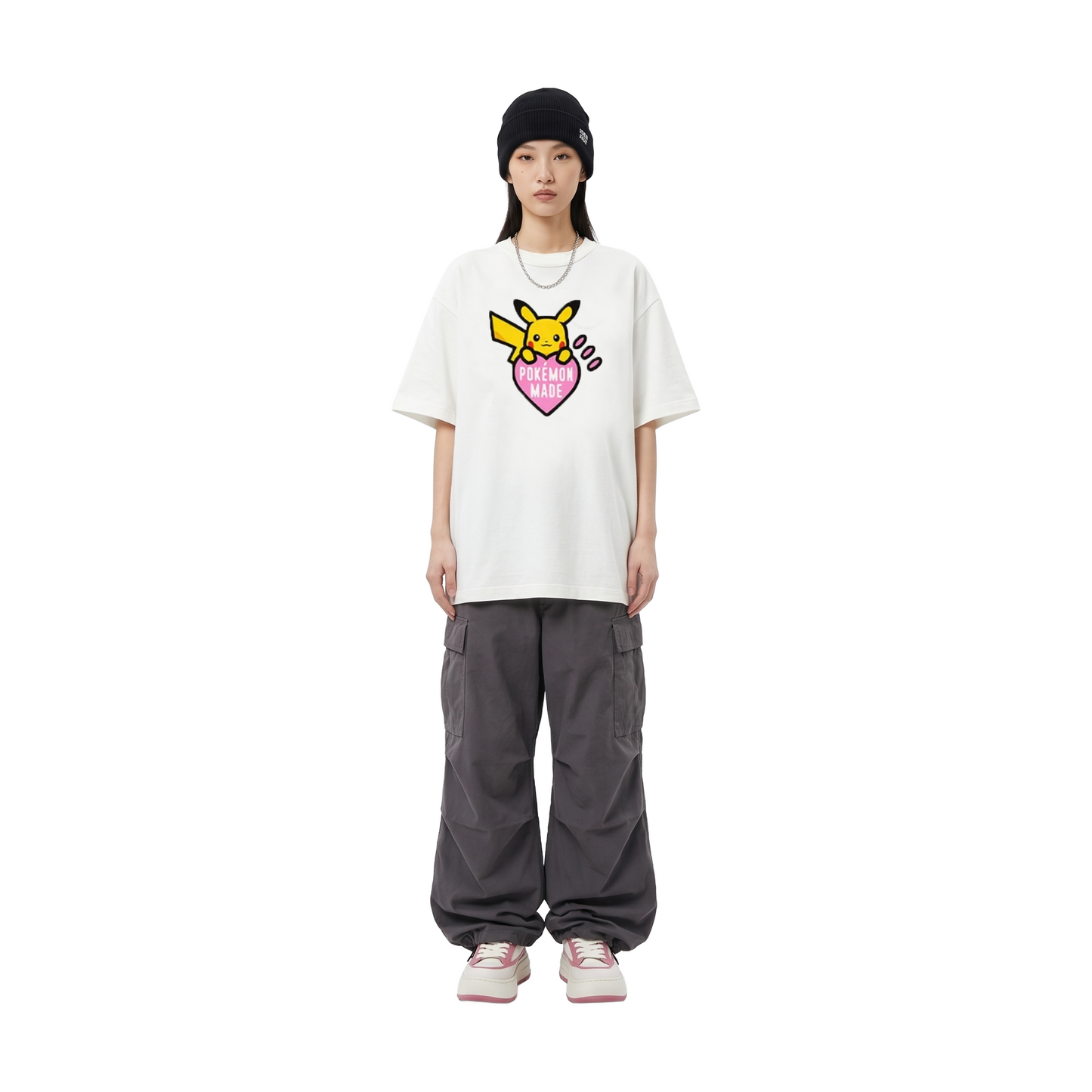 Human Made x Pokémon Made Pink Heart Graphic Harajuku Exclusive Tee White (FW25)