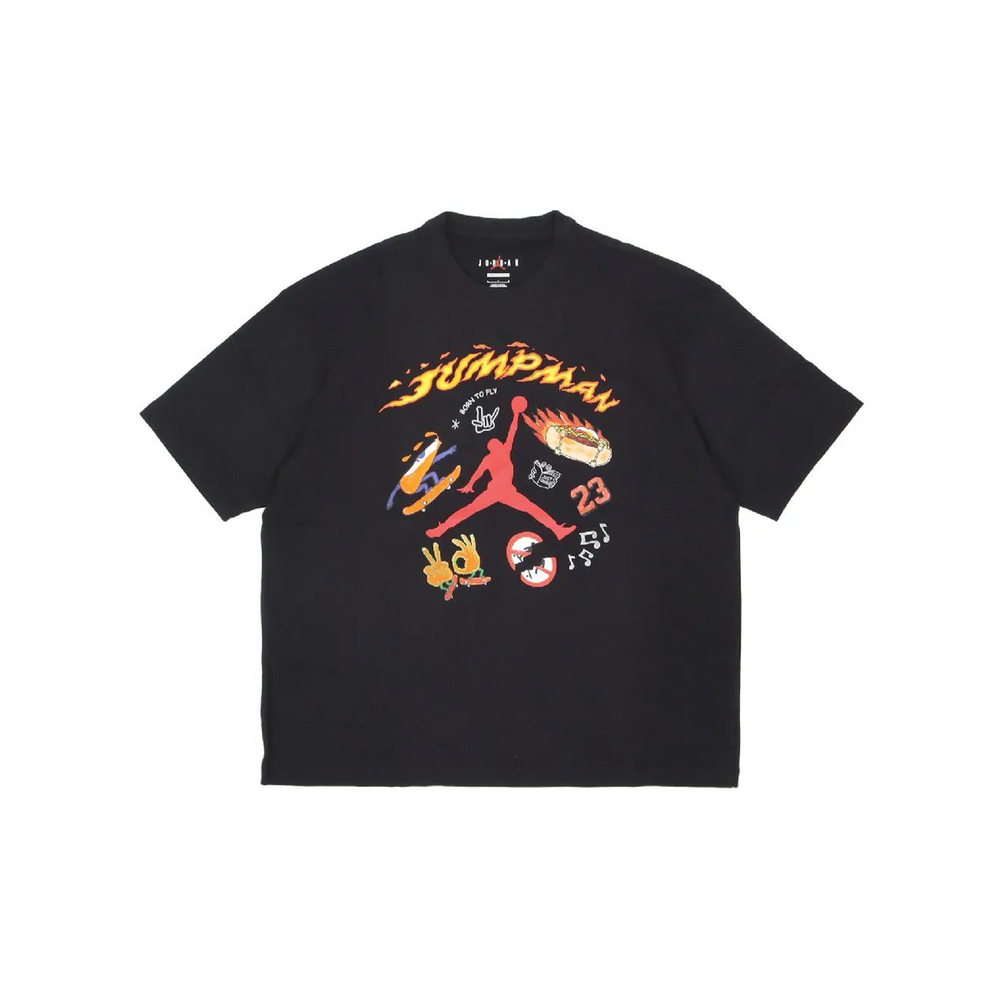 Jordan Fire Jumpman Front Logo Tee Black (SS23)