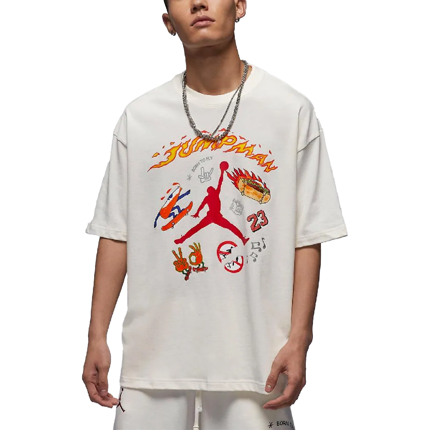 Jordan Fire Jumpman Front Logo Tee Natural (SS23)