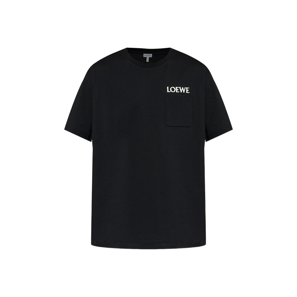 LOEWE Chest Patch Pocket Relaxed Fit Tee Black (SS26)