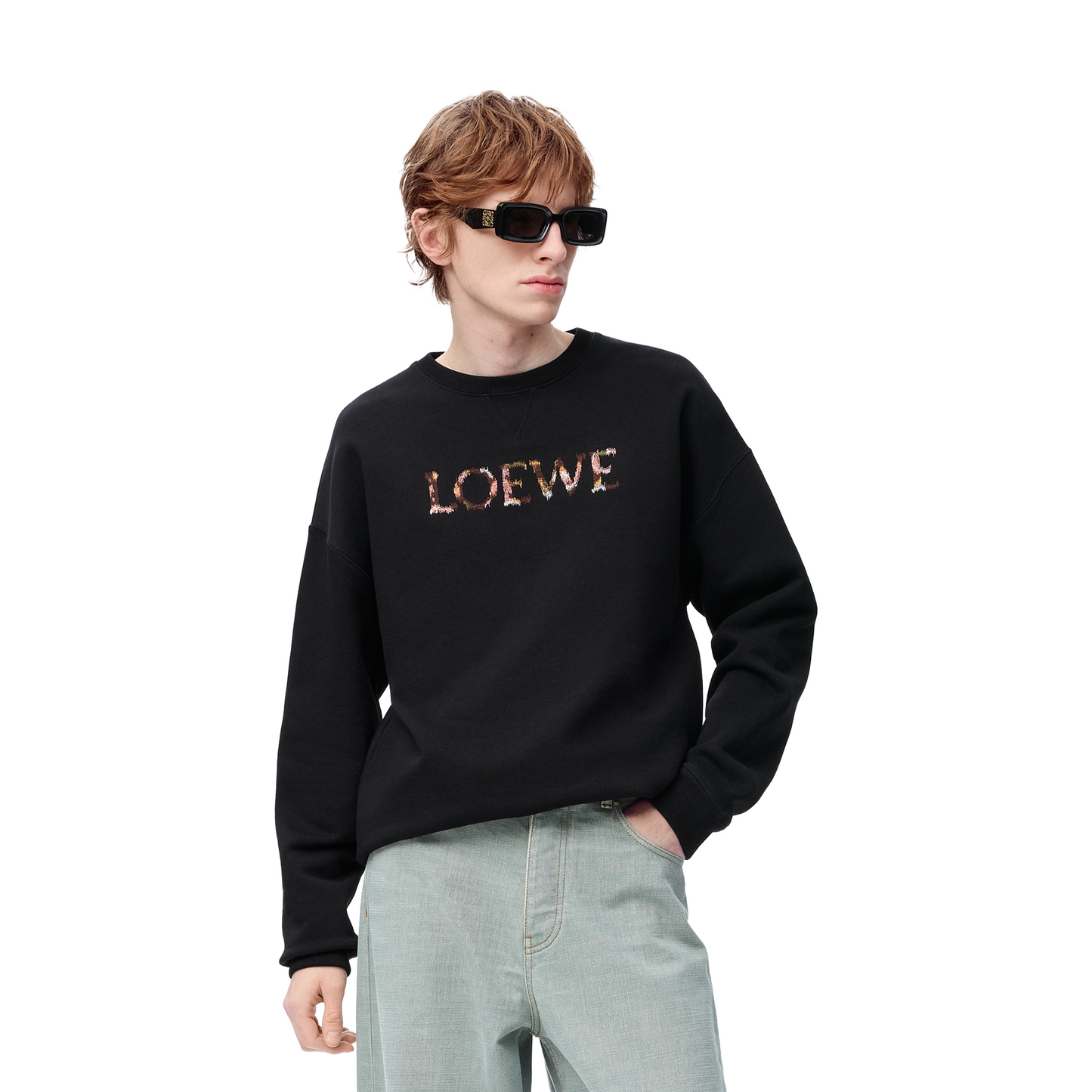 LOEWE Embroidered Logo Regular Fit Sweatshirt Black (FW25)
