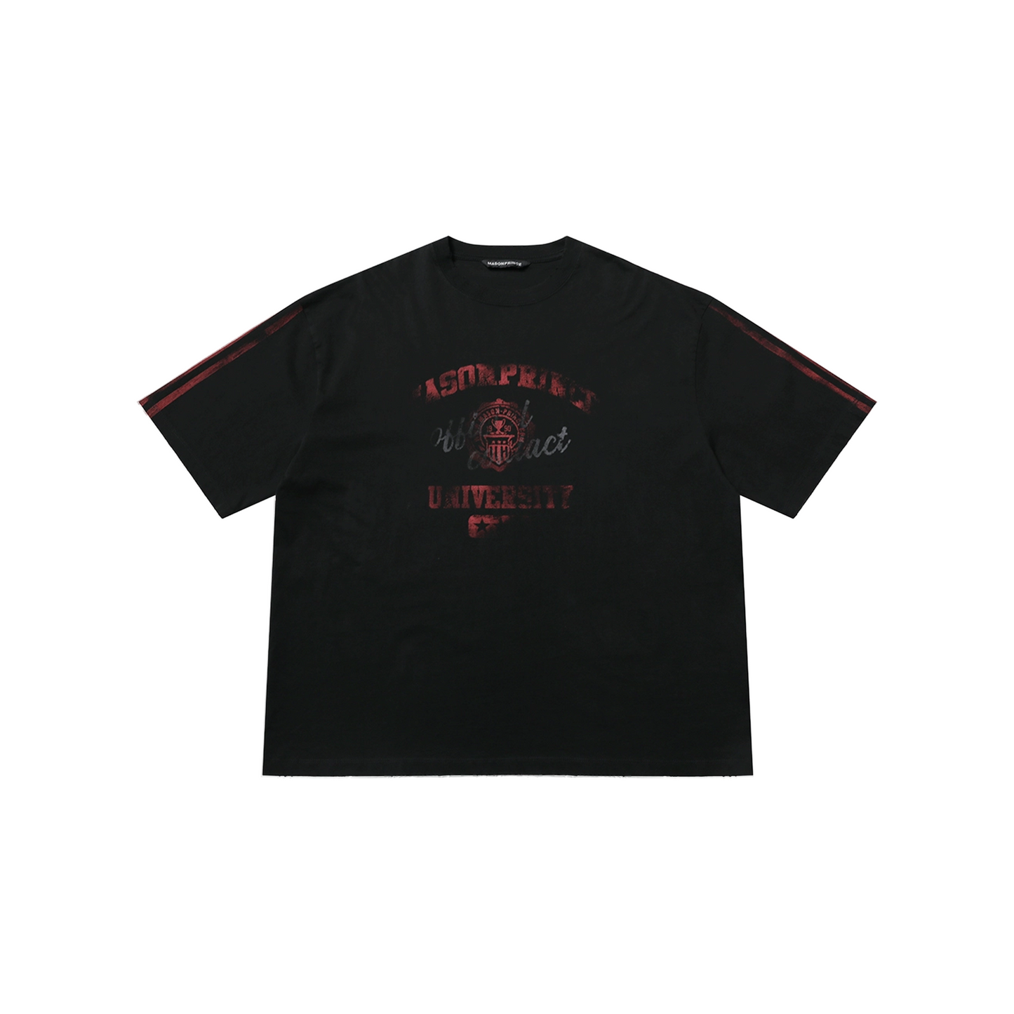 MASONPRINCE Campus Mix Natural Cotton Badge Bar Printed Tee Black (FW25)