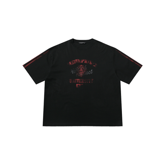 MASONPRINCE Campus Mix Natural Cotton Badge Bar Printed Tee Black (FW25)