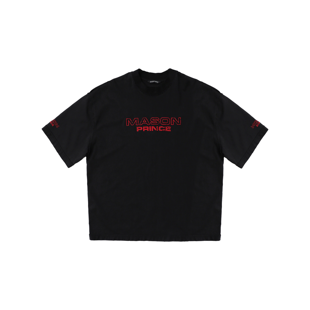MASONPRINCE Folded Colour Embroidered Short Sleeved Tee Black (SS25)