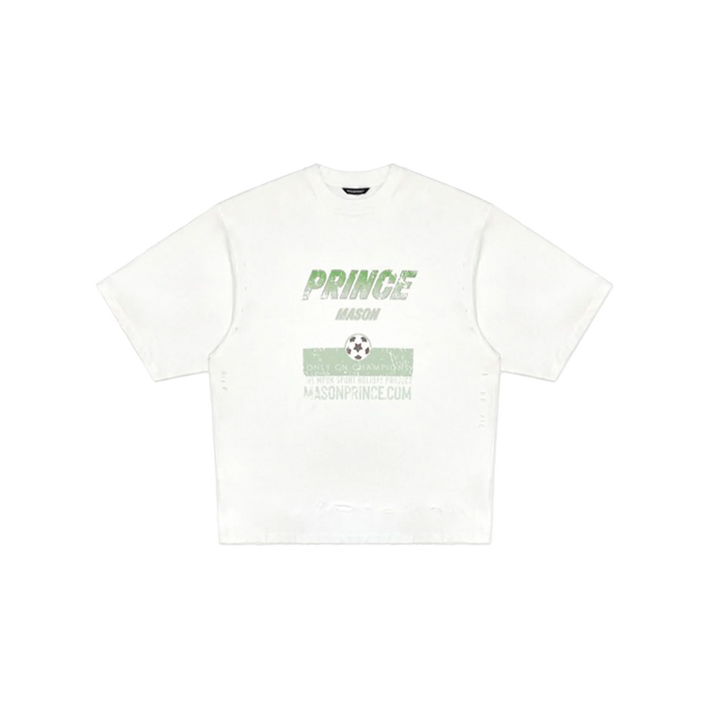 MASONPRINCE Football Washed Damaged Tee White (SS24)