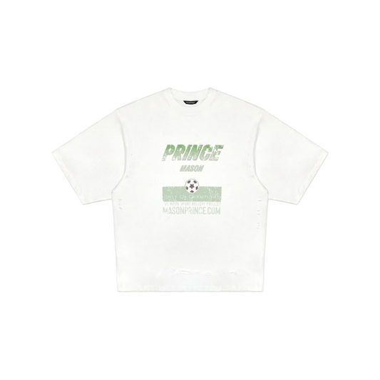 MASONPRINCE Football Washed Damaged Tee White (SS24)