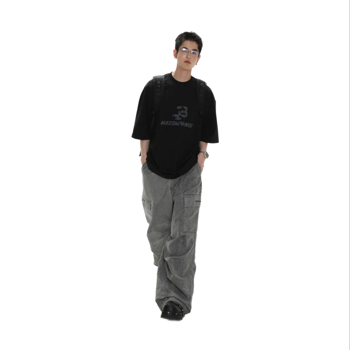 MASONPRINCE Summer Invasion Distressed Broken Logo Tee Carbon Black (SS23)