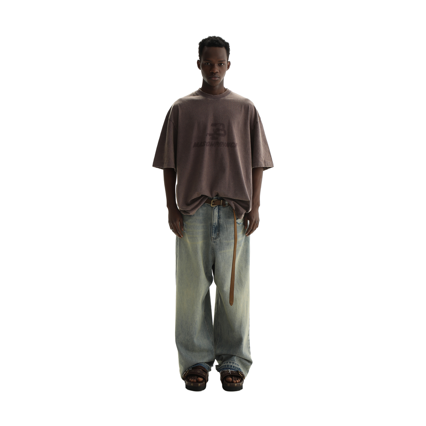 MASONPRINCE Summer Invasion Distressed Broken Logo Tee Stone Grey (SS23)