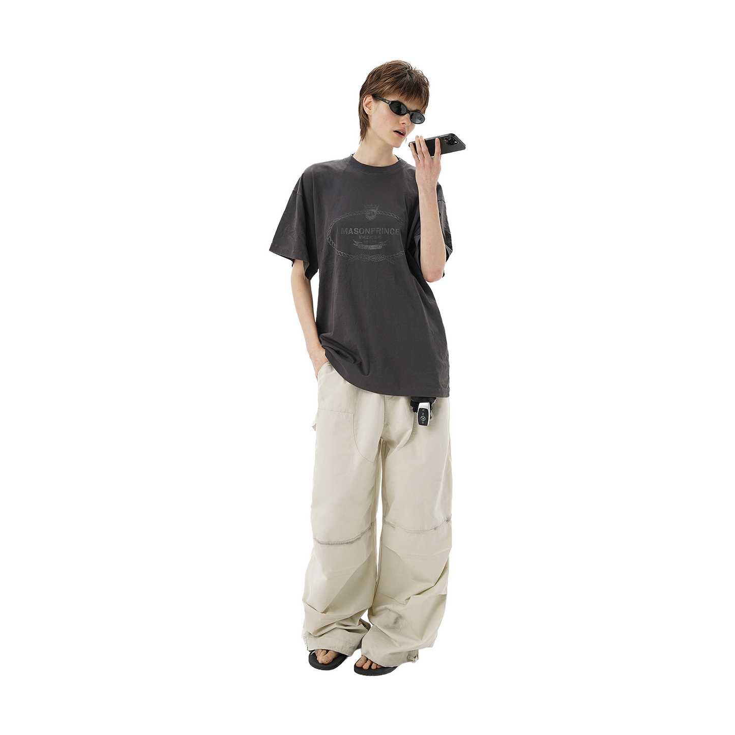 MASONPRINCE Summer Series Vintage Washed Knot Pleated Travel Tee Black (SS25)
