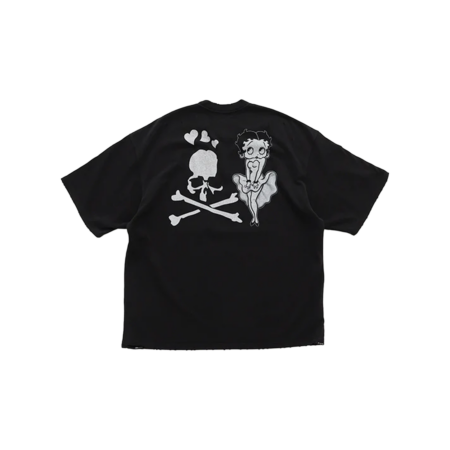 MASTERMIND WORLD x Betty Boop Damaged Monochrome Boxy S/S Tee Black (FW25)