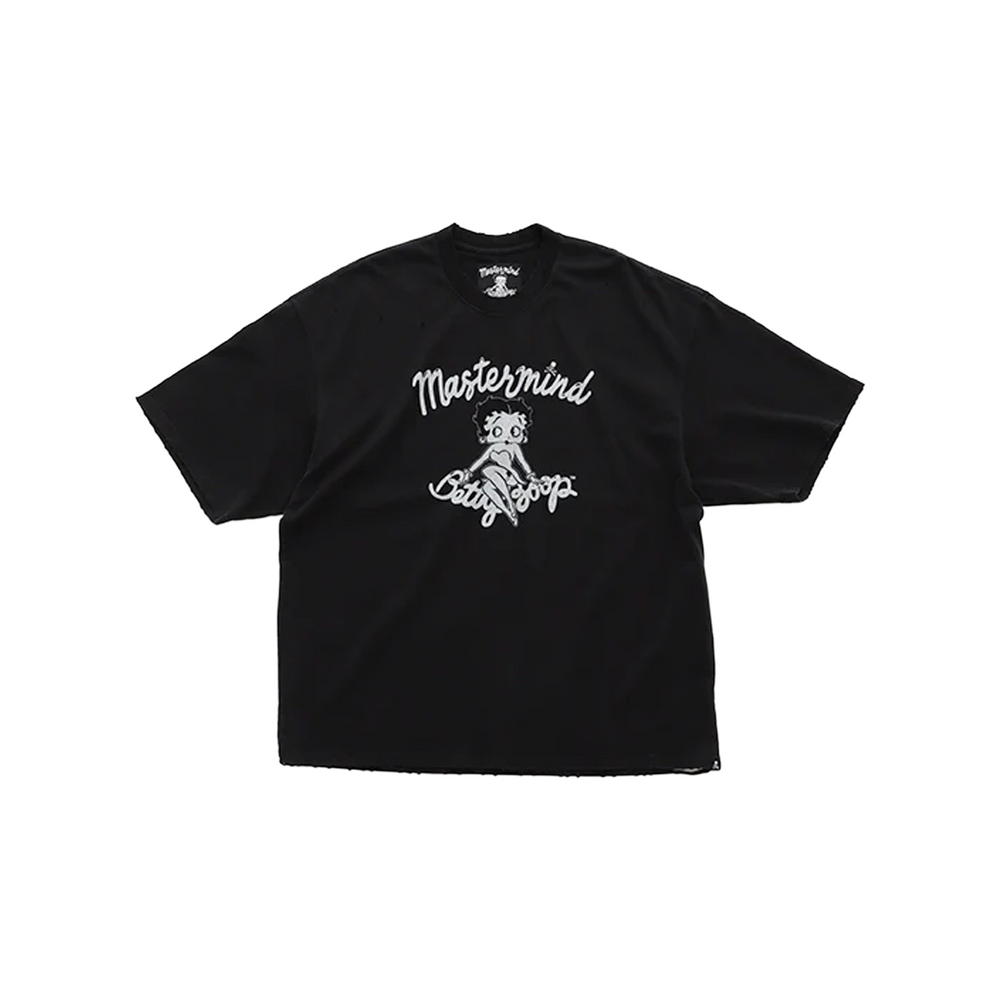 MASTERMIND WORLD x Betty Boop Damaged Monochrome Boxy S/S Tee Black (FW25)