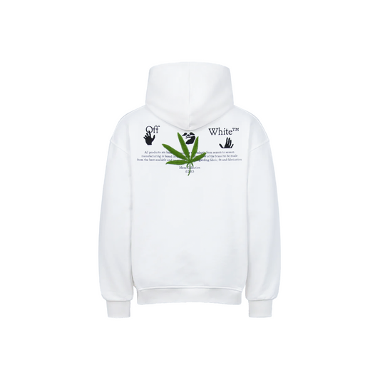 OFF-WHITE High Weed Extra Long Hoodie White/Green (SS22)