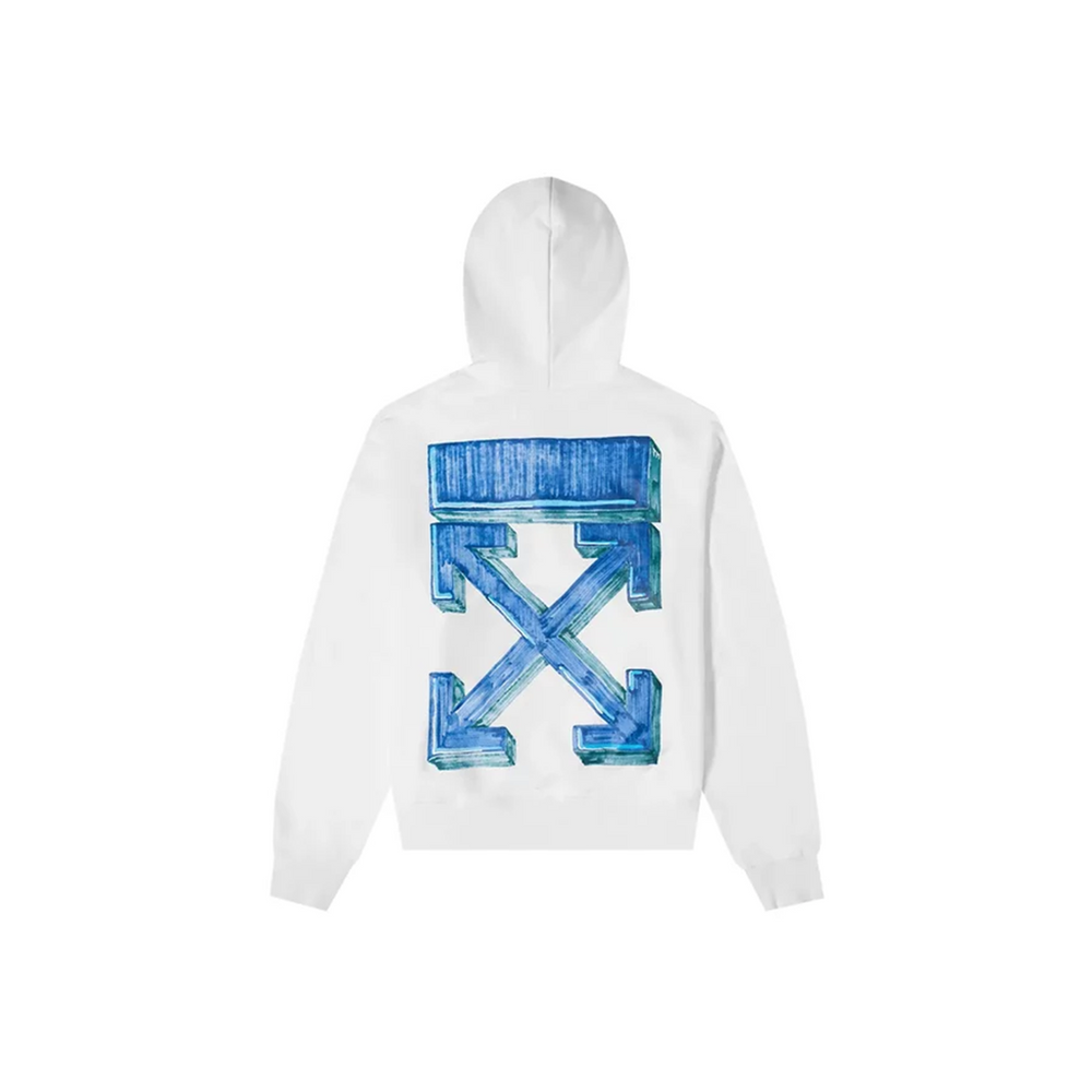 OFF-WHITE Marker Oversize Hoodie White Blue (FW20)