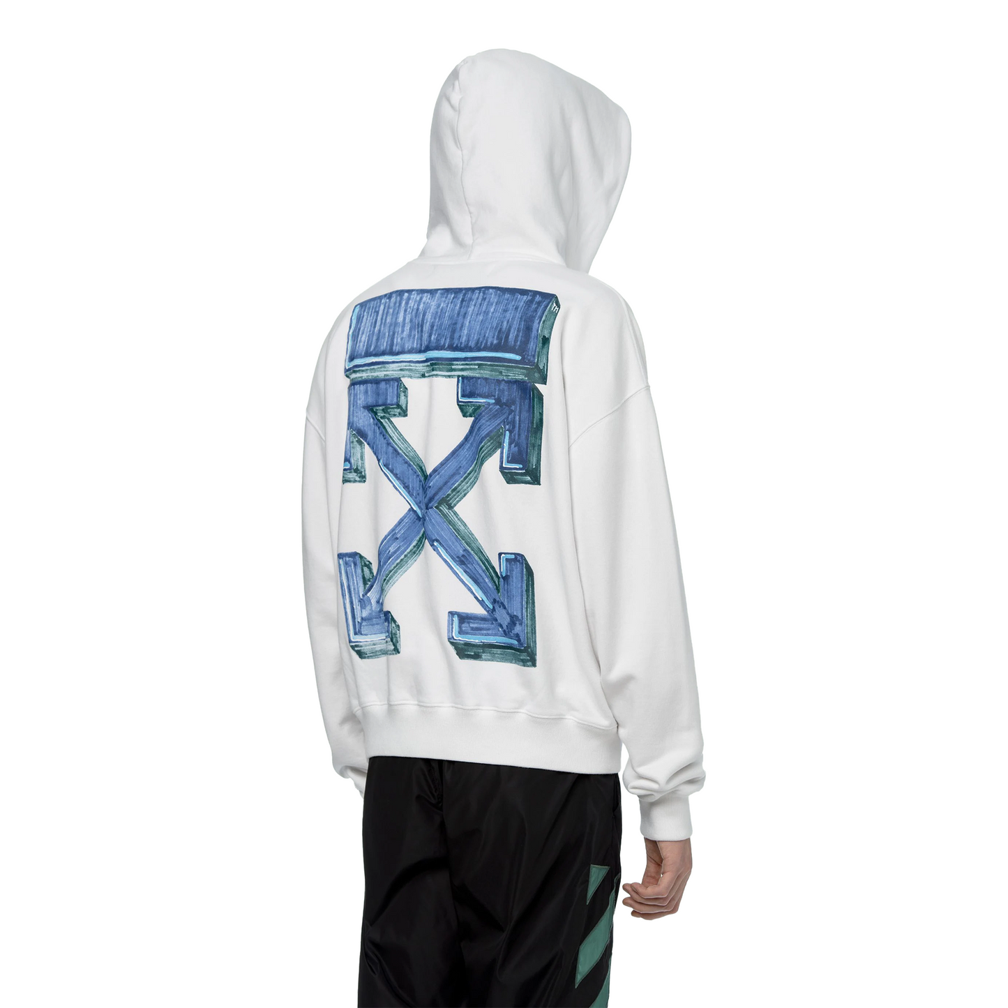 OFF-WHITE Marker Oversize Hoodie White Blue (FW20)