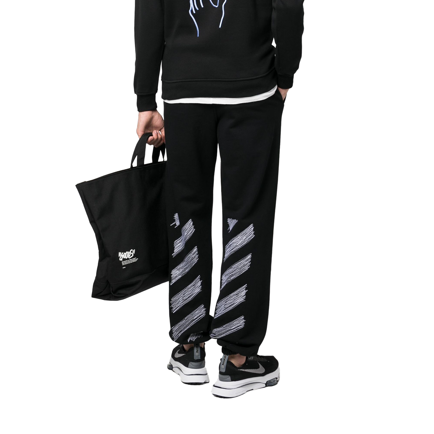 OFF-WHITE Scribble Diagonal Slim Sweatpants Black/White (SS23)