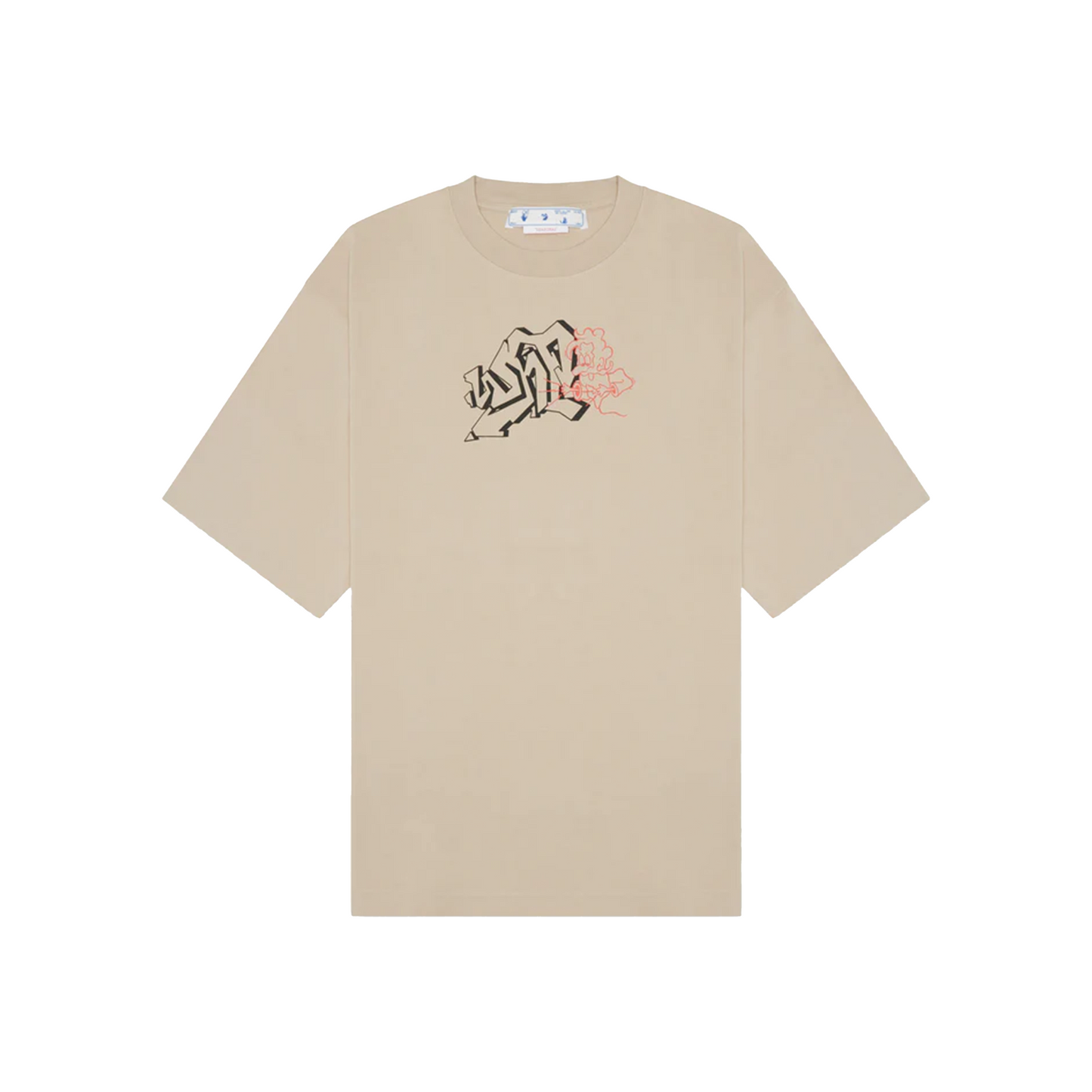 OFF-WHITE Graffiti Outline Oversized Skate S/S Tee Dark Sand/Black (SS22)