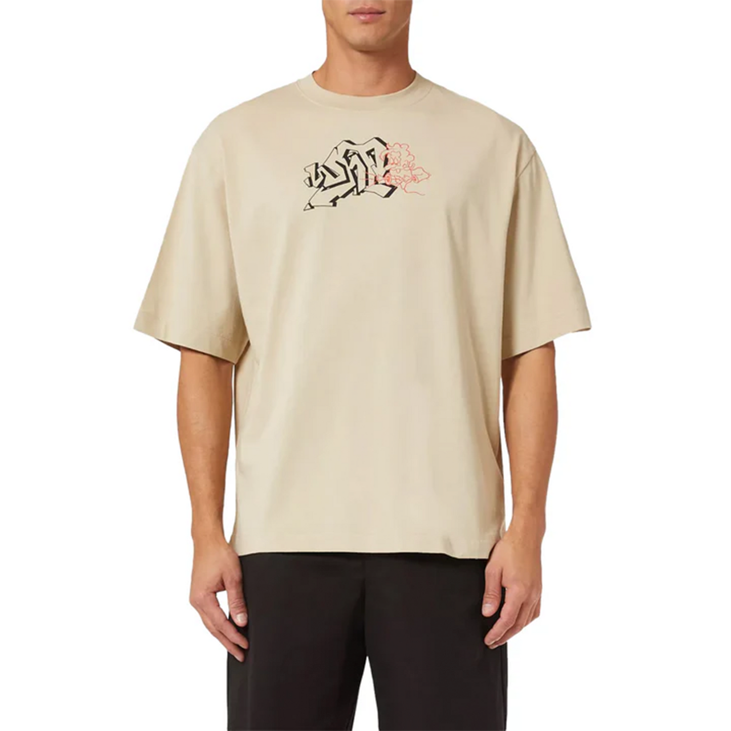 OFF-WHITE Graffiti Outline Oversized Skate S/S Tee Dark Sand/Black (SS22)