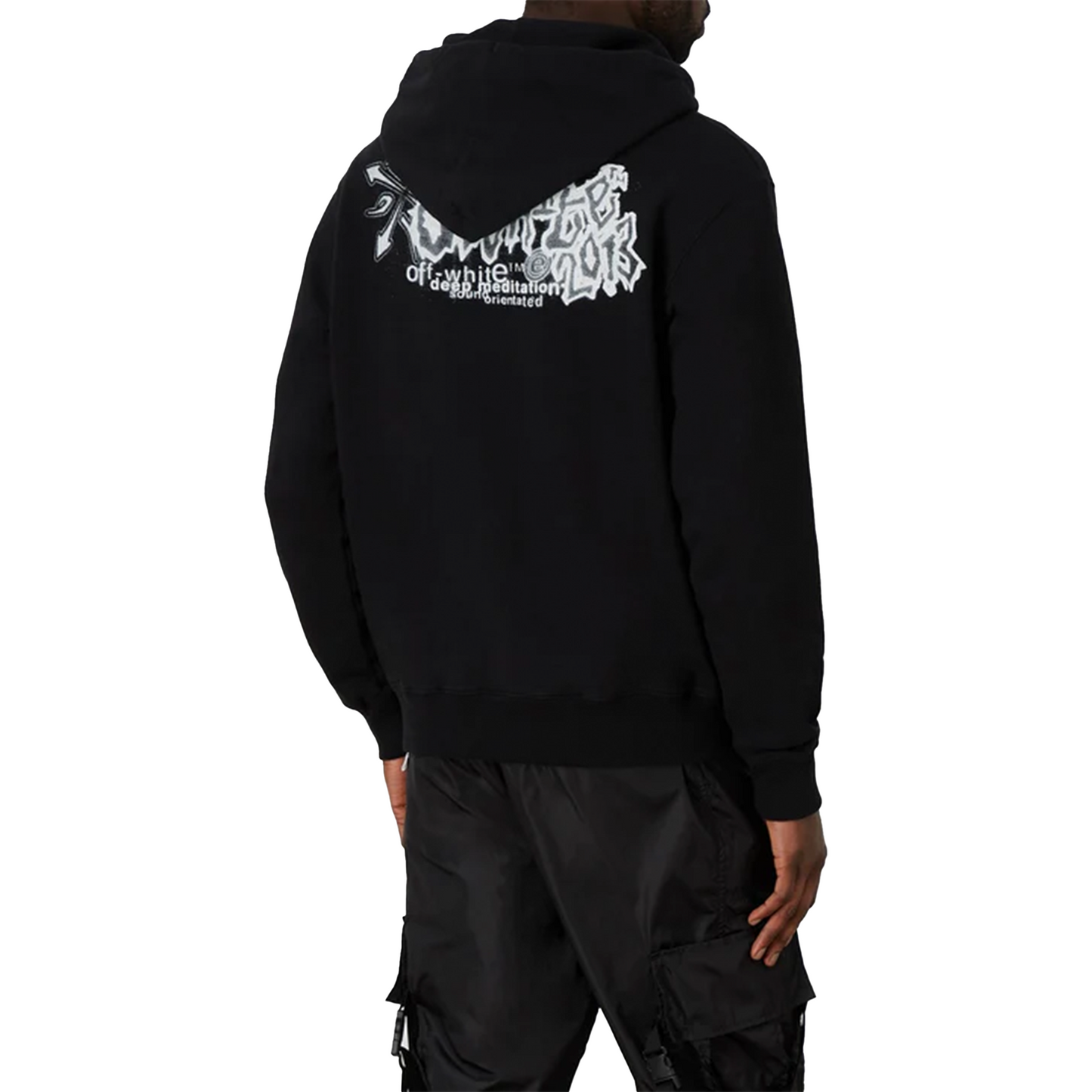 OFF-WHITE Tribal Type Extra Long Hoodie Black/White (SS22)