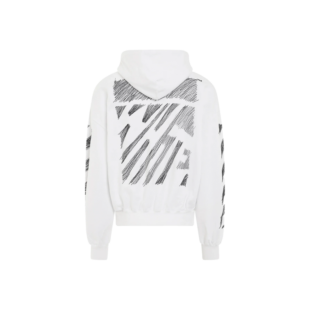 OFF-WHITE Scribble Diagonal Boxy Hoodie White/Black (SS23)