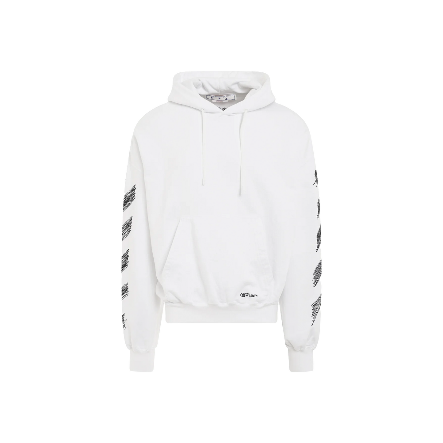 OFF-WHITE Scribble Diagonal Boxy Hoodie White/Black (SS23)