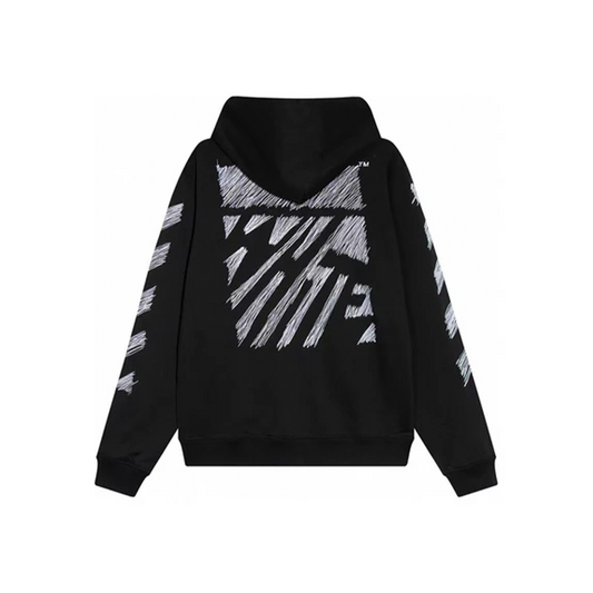 OFF-WHITE Scribble Diagonal Boxy Hoodie Black/White (SS23)