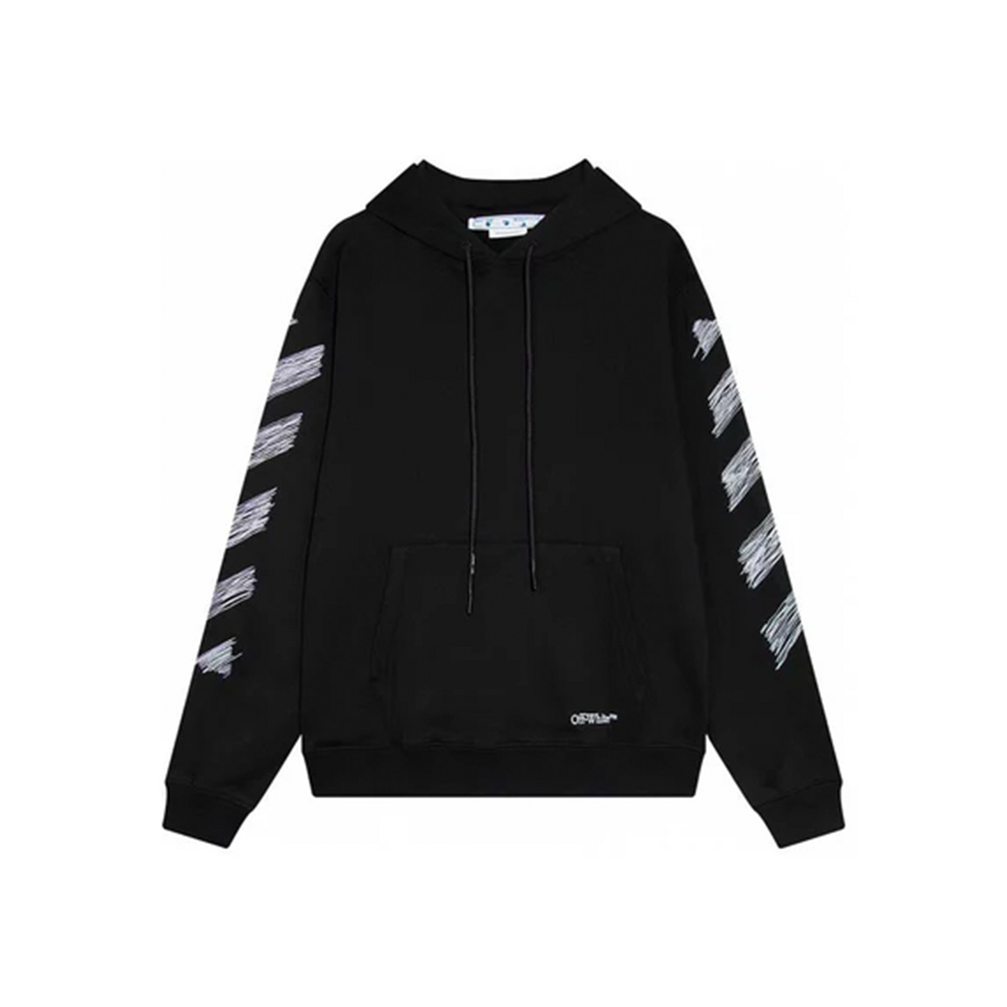 OFF-WHITE Scribble Diagonal Boxy Hoodie Black/White (SS23)