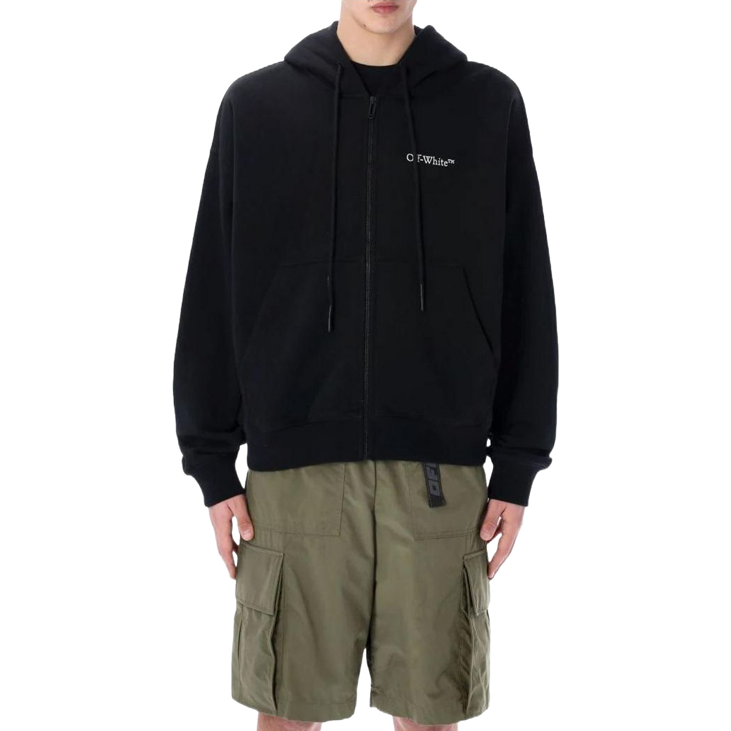 OFF-WHITE Caravaggio Crowning Zip Skate Hoodie Black/White (SS22)