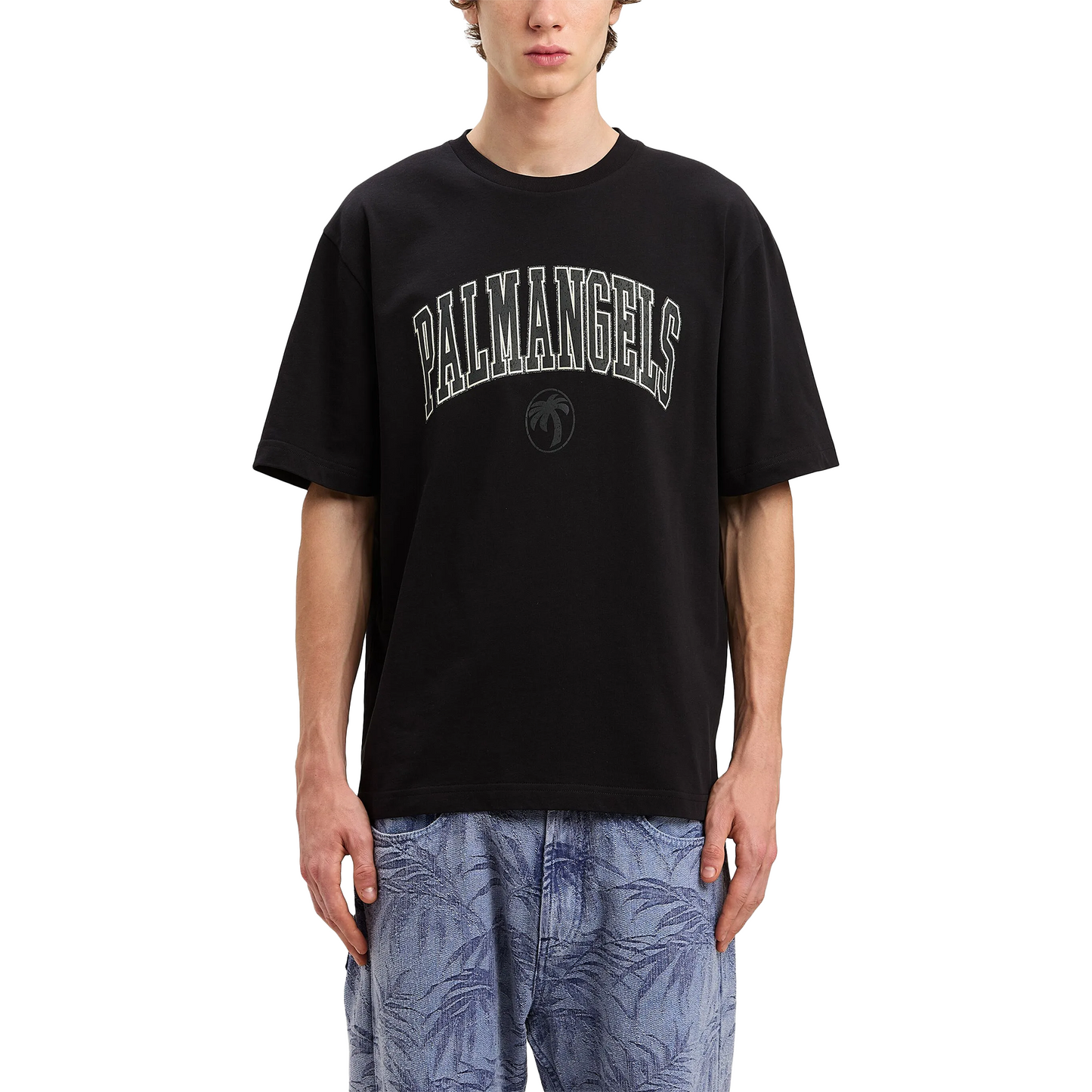 PALM ANGELS College Palm Slim Tee Black/Vintage Black (SS25)