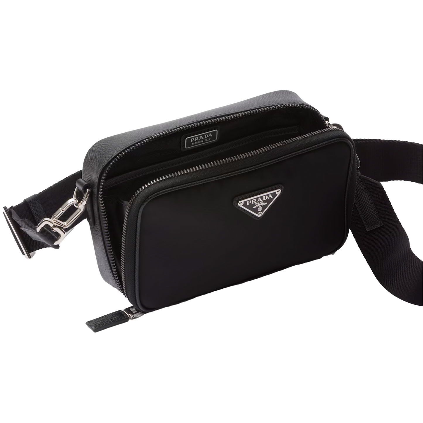 PRADA Brique Re Nylon and Saffiano Leather Bag Black (SS24)