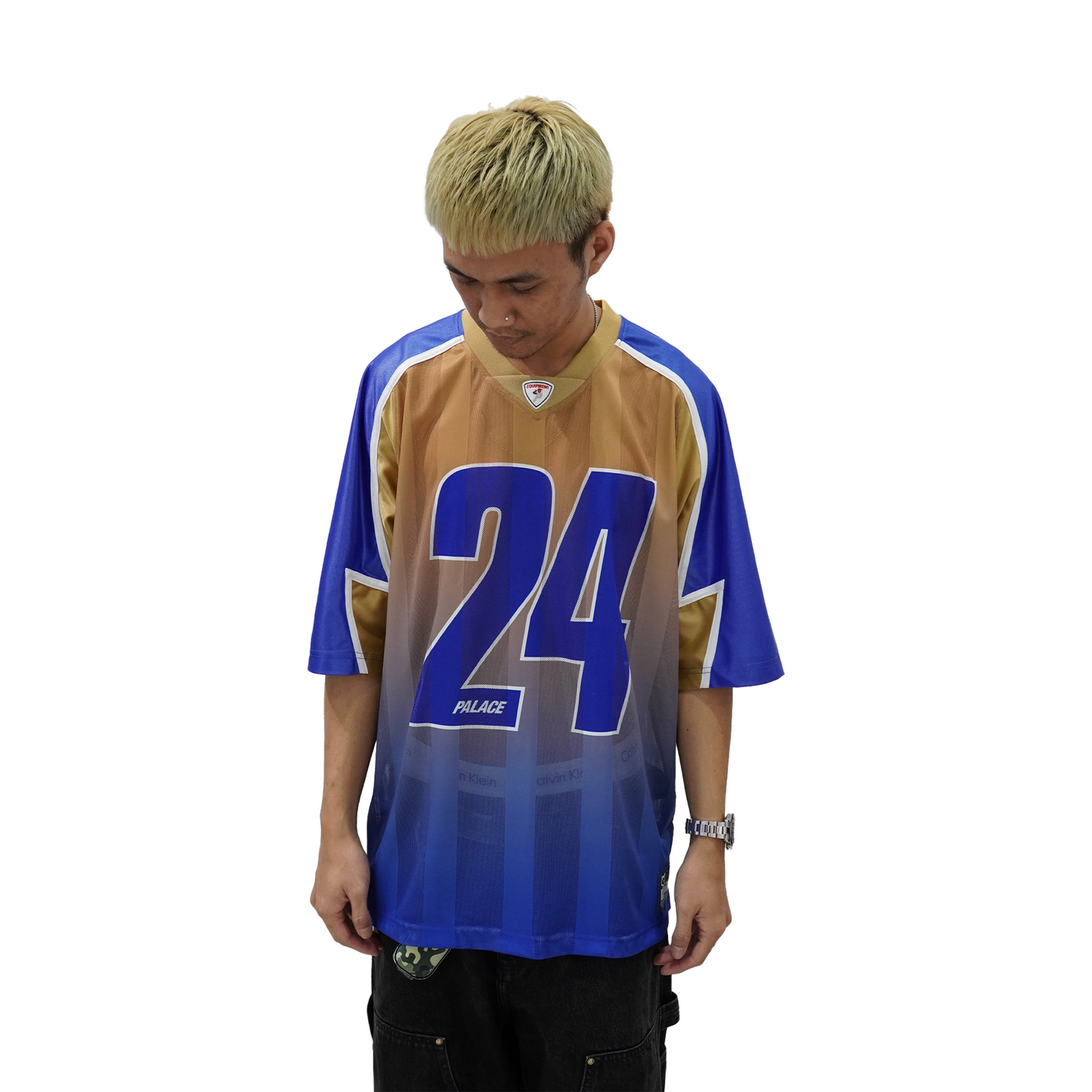 Palace Meshy Stripe Jersey Blue/Gold (FW24)