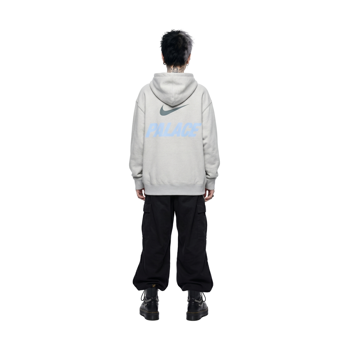 Palace x Nike Front Swoosh Hoodie Grey Marl (SS26) – STEALPLUG KL