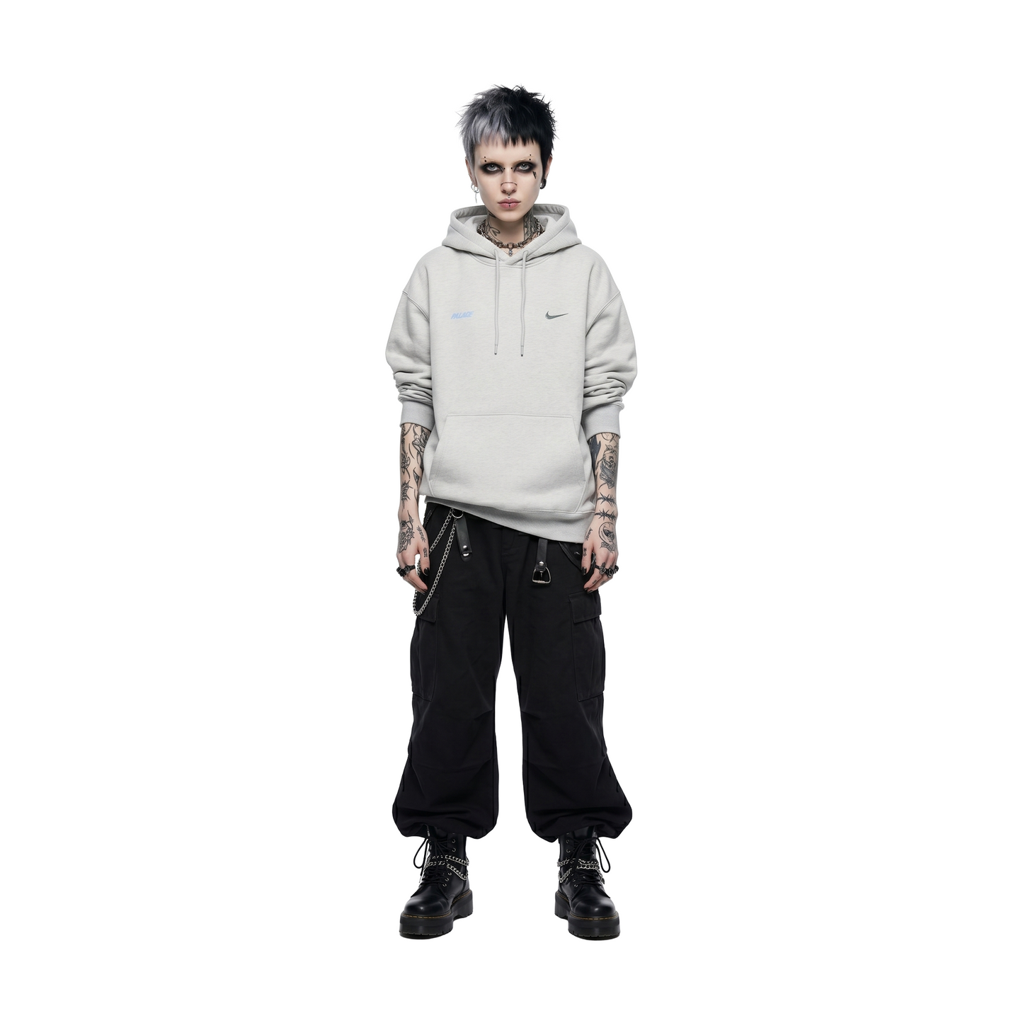 Palace x Nike Front Swoosh Hoodie Grey Marl (SS26)