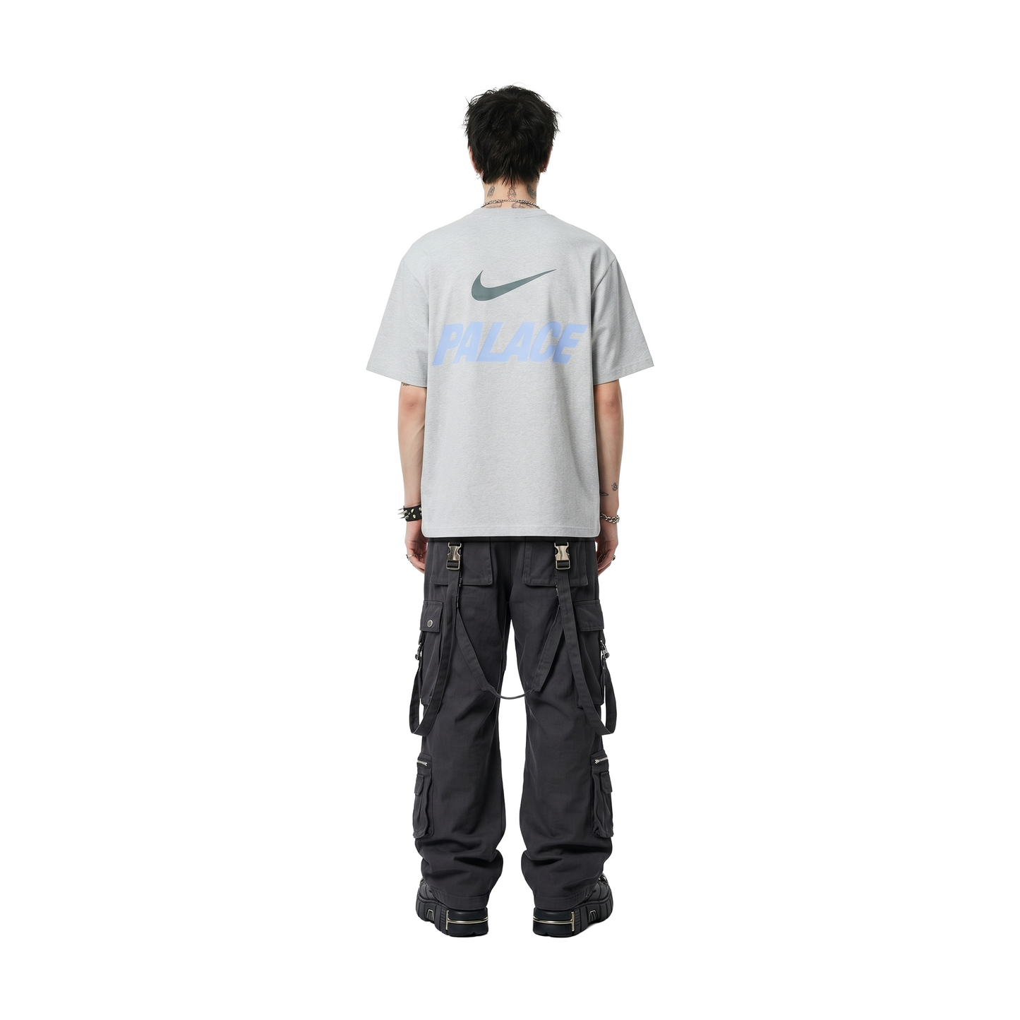 Palace x Nike Front Swoosh Tee Grey Marl (SS26)