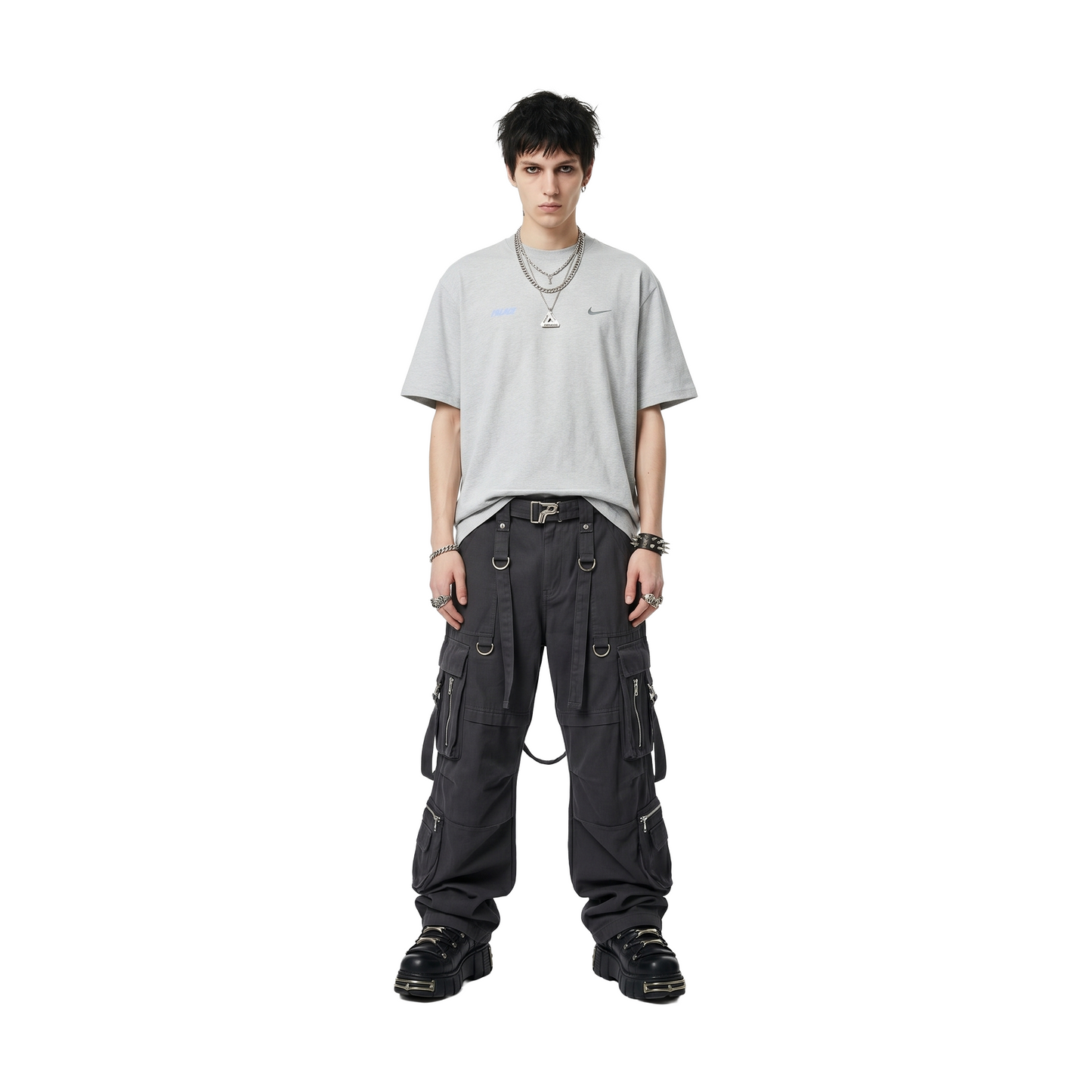 Palace x Nike Front Swoosh Tee Grey Marl (SS26)