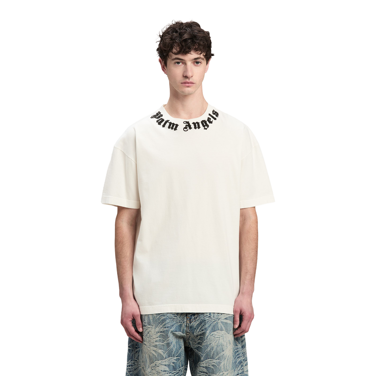 Palm Angels Neck Logo Tee Off White/Black (FW24)