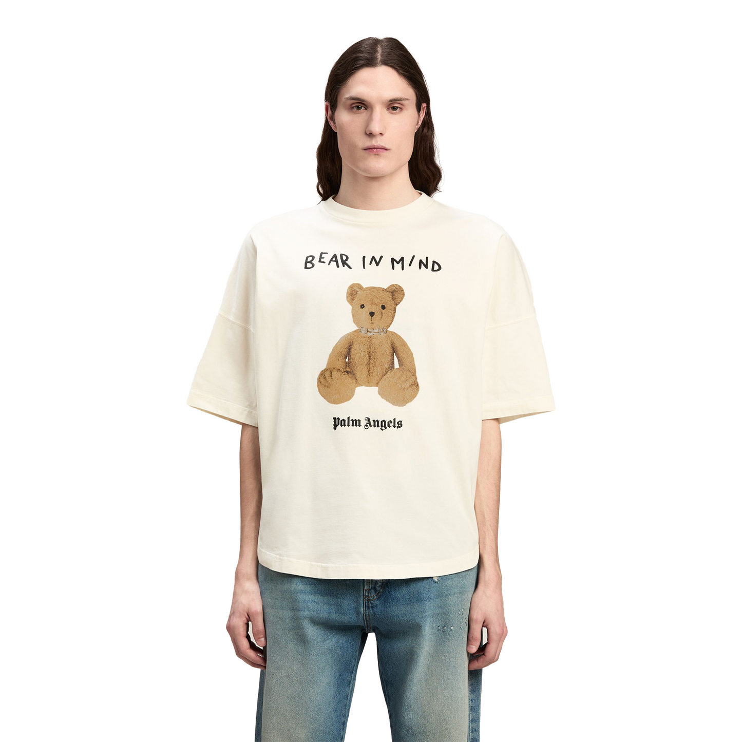 Palm Angels Bear In Mind Oversized Tee Off White/Brown (FW24)