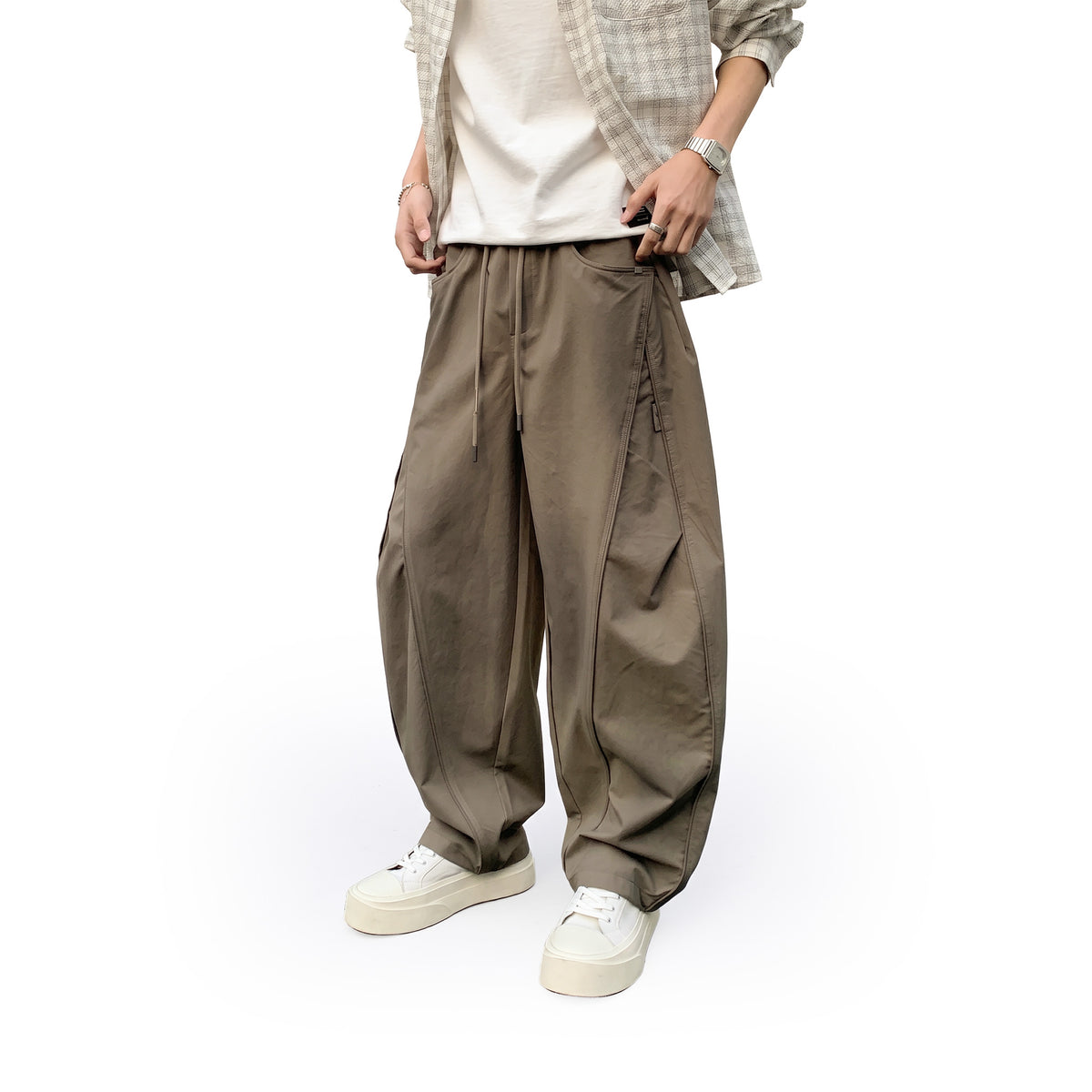RAW/21 Wide Parachute Pants Washed Khaki (SS26) | PRE-ORDER