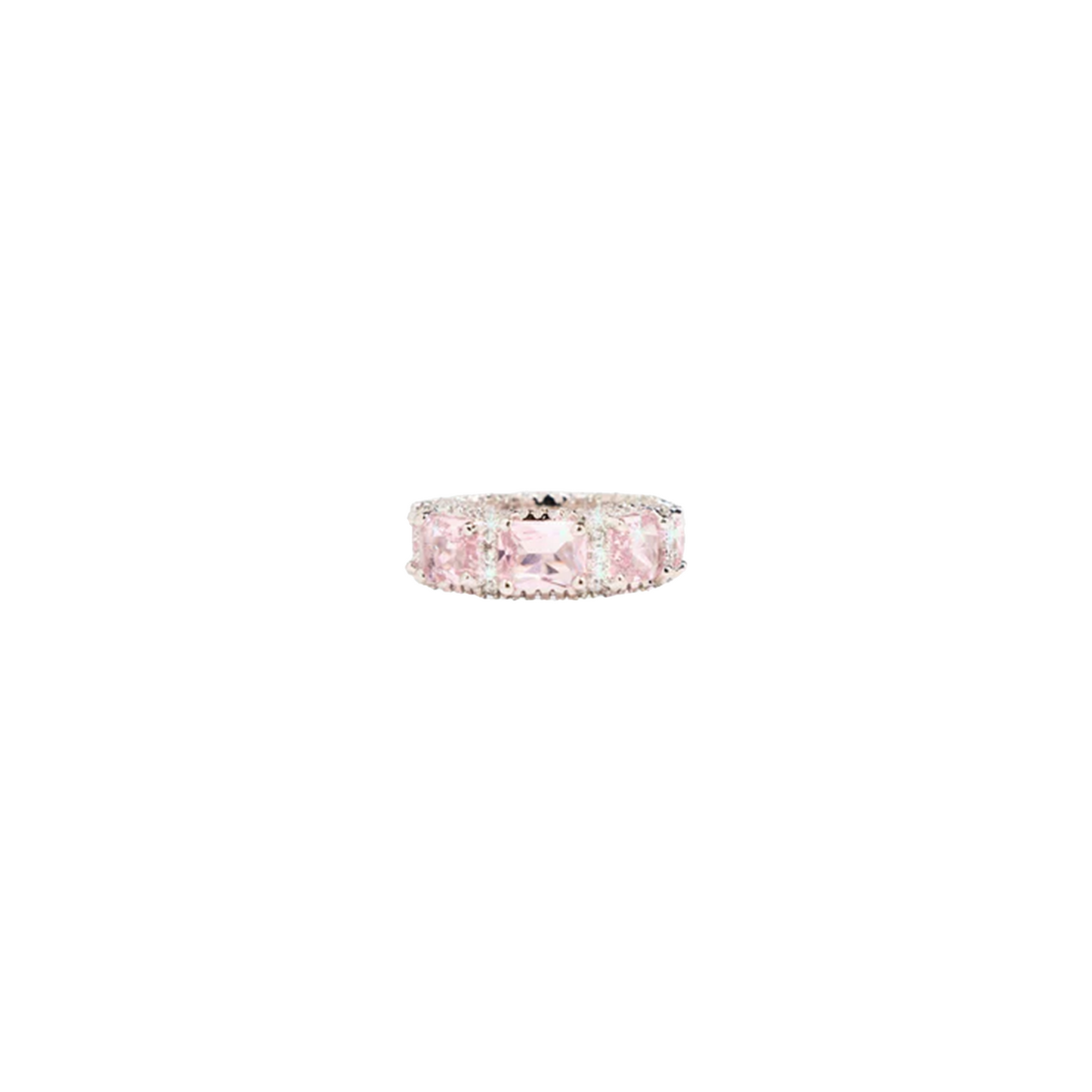 EK Collection Pink Gem Ring Silver