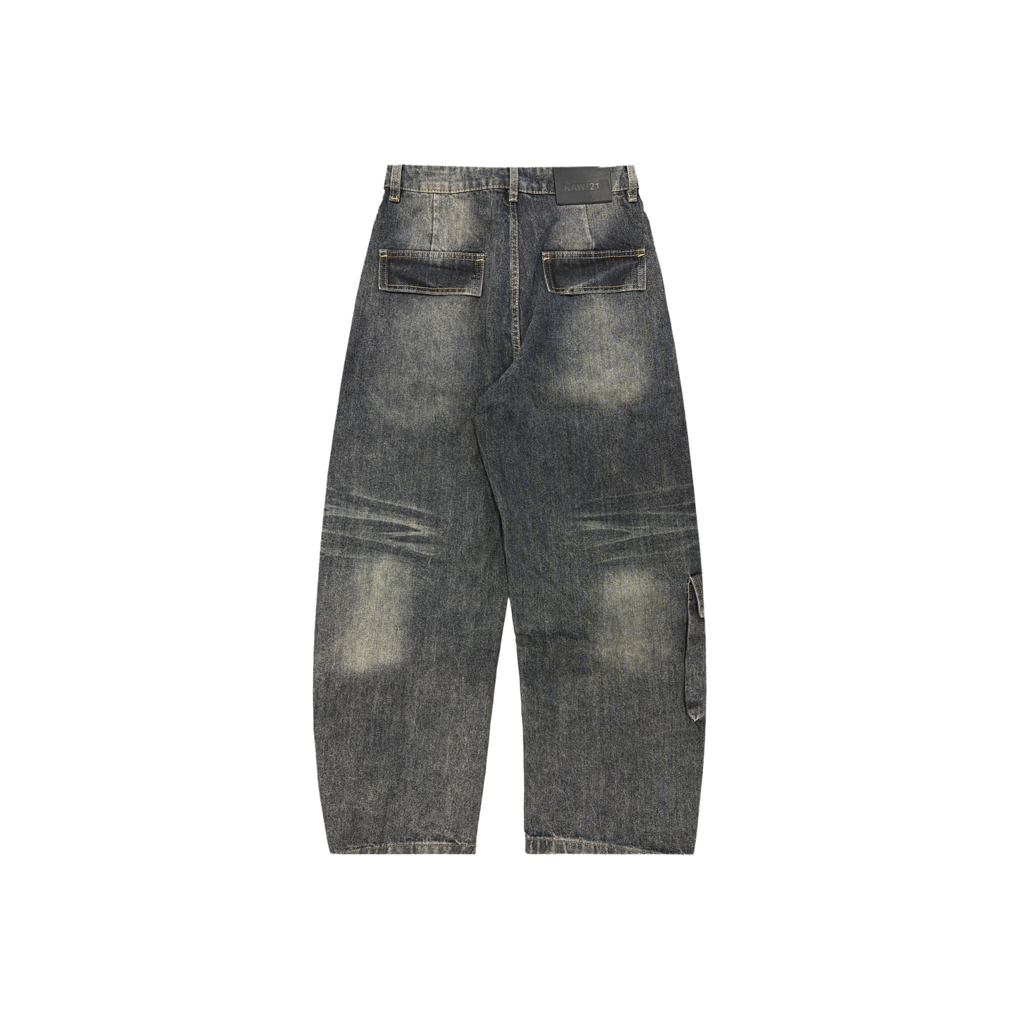 RAW/21 Asymmetry Baggy Denim Jeans Washed Black (SS26)