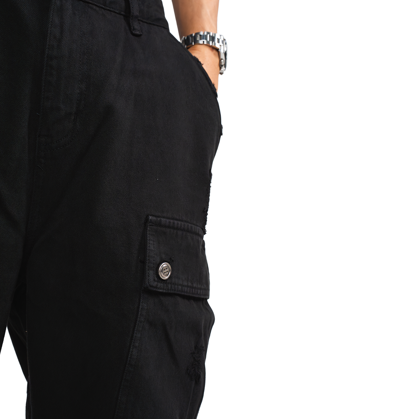 RAW/21 Distressed Cargo Pants Black (FW25)