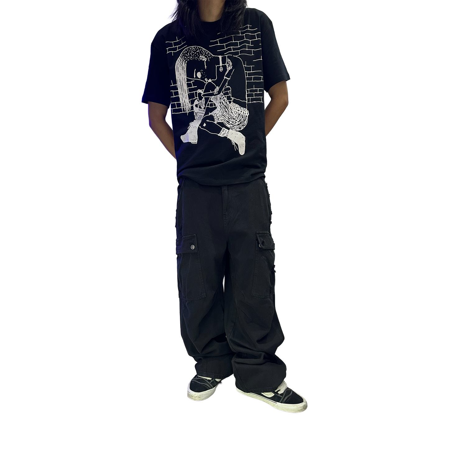 RAW/21 Distressed Cargo Pants Black (FW25)